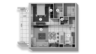 Apartment floor plan, 1 bedroom in Q GARDENS LOFTS 2 No. 11022